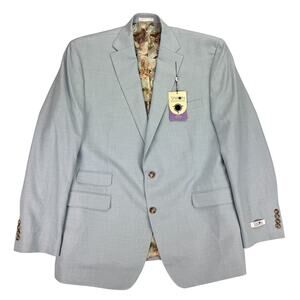 Tayion Mens Agordy Regular Fit Sharkskin Suit Jacket Light Blue 46L